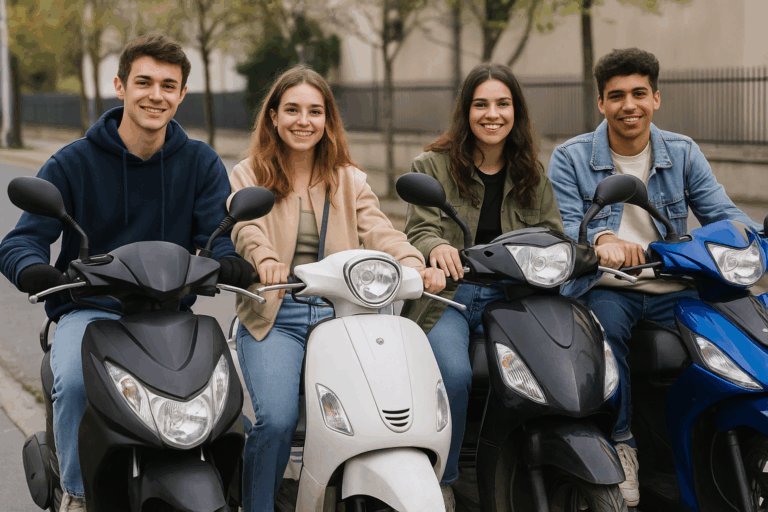 4 jeunes en scooter