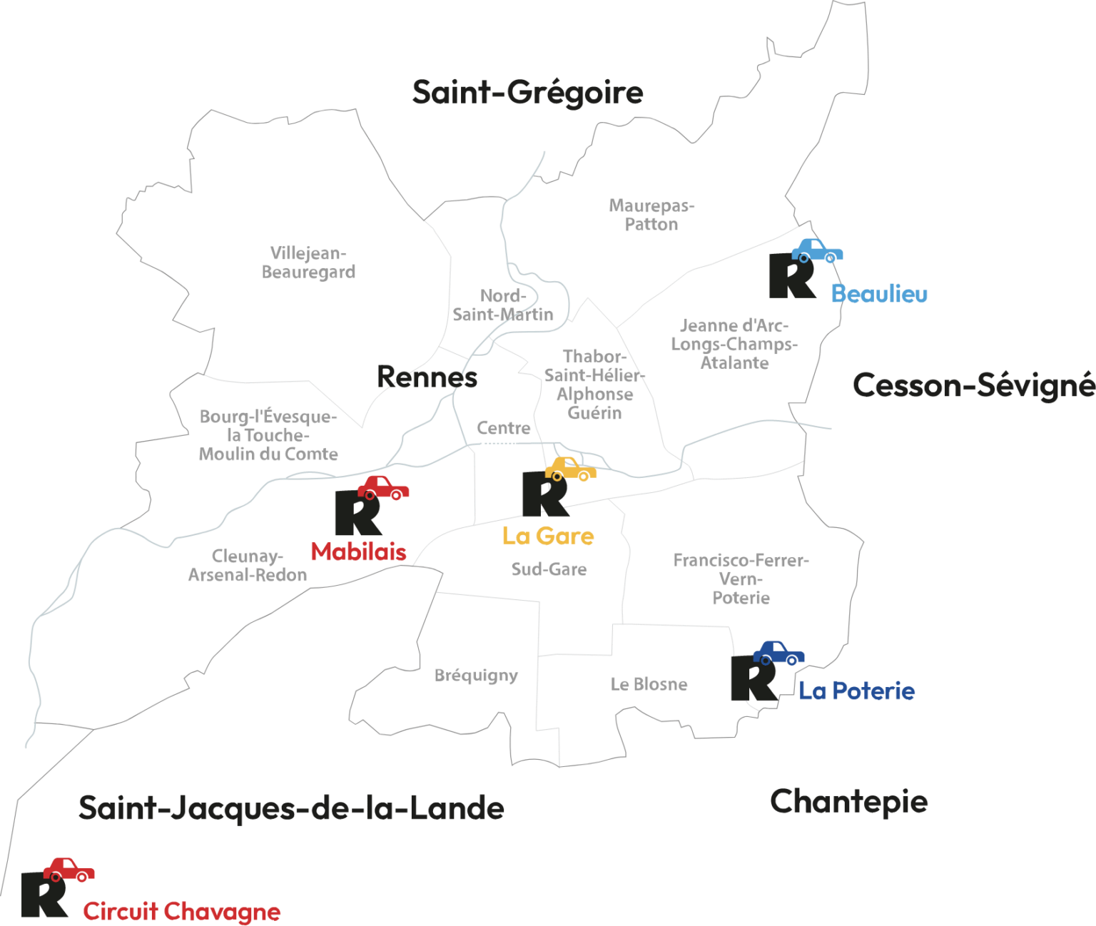 carte des auto-écoles relou à Rennes